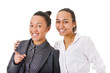 carelessness. two beautiful women looking at the camera