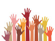 raised hands, abstract vector illustration