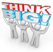 Think Big Team of People Lift Words Together for Success