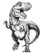 Tyrannosaurus Dinosaur Vector Linework Illustration