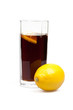 glass with cola and lemon