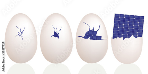 Vektor: Ostern - Eisprung - Eierschale - Photovoltaikmodul Ostern - Eisprung - Eierschale - Photovoltaikmodul