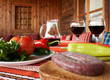 Food and wine on table Food and wine on table