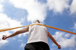 Winning runner with cloud background