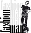 Sketch of fashion handsome man. Vector illustration