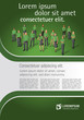 Green template for advertising brochure with business people