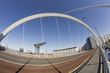 Unusual fisheye view of Glasgow Clyde Arc bridge and other landm Unusual fisheye view of Glasgow Clyde Arc bridge and other landm