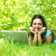 woman using laptop