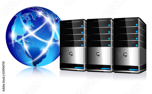 Vector: Servers and communication Internet World Servers and communication Internet World