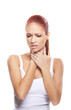 A young redhead Caucasian woman feeling ill