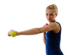 Photo: Slim blonde girl with dumbbells Slim blonde girl with dumbbells