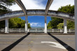 Hilo, Hawaii bridge over a river empyting into the pacific