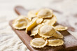 Uncooked homemade ravioli