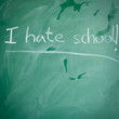 Rebellious children greenboard concept: I hate school