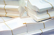 Bookbinding: details of books that are being bound