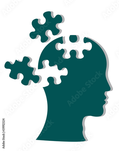 Vector: People head with puzzles People head with puzzles