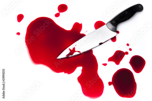 Photo: bloody knife with blood splatter bloody knife with blood splatter