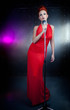 Female singer red dress