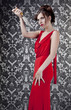 Girl red dress with knife