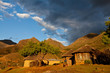 Primitive village in the mountains  in beautiful light