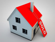 Illustration: Little house with a hang tag sold Little house with a hang tag sold