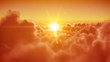 Flying over the clouds with the sun. Looped 3d animation. HD.