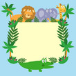Cute safari cartoon animals - lion, giraffe, crocodile and eleph Cute safari cartoon animals - lion, giraffe, crocodile and eleph