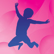 Vector: Vector jumping child silhouette against an abstract background Vector jumping child silhouette against an abstract background