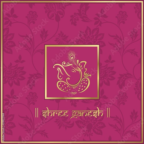 Ganesh traditional Hindu wedding card design India
