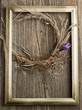 Purple crocus flower and dry wreath Purple crocus flower and dry wreath