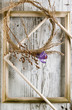 Dry wreath with purple crocus flower Dry wreath with purple crocus flower
