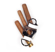 Cigars and a cutter that lay on it isolated on white background.