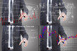 Set of businessman pushing graph.