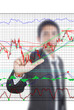 Businessman pushing finance graph for trade stock market.