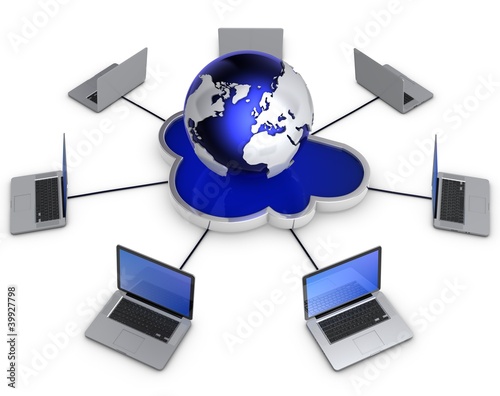 Illustration: laptop cloud computing laptop cloud computing