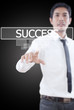 Businessman pushing Successword on a touch screen interface.