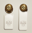 Vector hotel handles with hanging signs