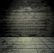Concrete grunge room with old wooden wall