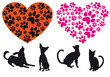 red heart with animal foodprint pattern, vector