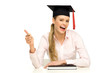 Photo: Graduate showing thumbs up Graduate showing thumbs up