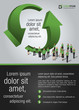 Green template for advertising brochure with business people