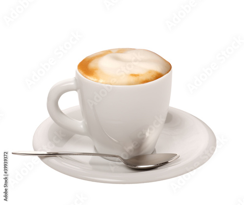 Photo: Cappuccino su sfondo bianco Cappuccino su sfondo bianco