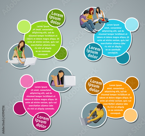 Vektor: Yellow, orange and green template for advertising with students Yellow, orange and green template for advertising with students