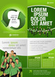 Green template for advertising brochure with business people