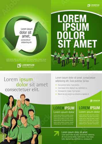 Vector: Green template for advertising brochure with business people Green template for advertising brochure with business people