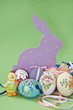 Easter eggs with hare and chicken