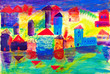 Seaside town painting by Kay Gale