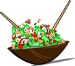 tossed salad with spoons over white