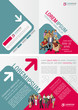 Green and pink template for advertising with business people