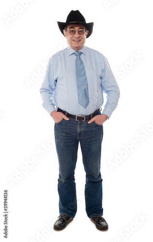 Photo: Photo portrait of senior male wearing a cowboy hat Photo portrait of senior male wearing a cowboy hat